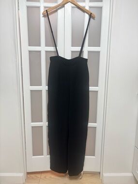 Portara Mondi Black Suspender Pants Wide Leg High Waist Sz 38 NWT